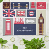Custom Name London UK Icons キッチンタオル (折り畳み)