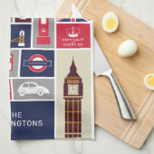 Custom Name London UK Icons キッチンタオル (四つ折り)