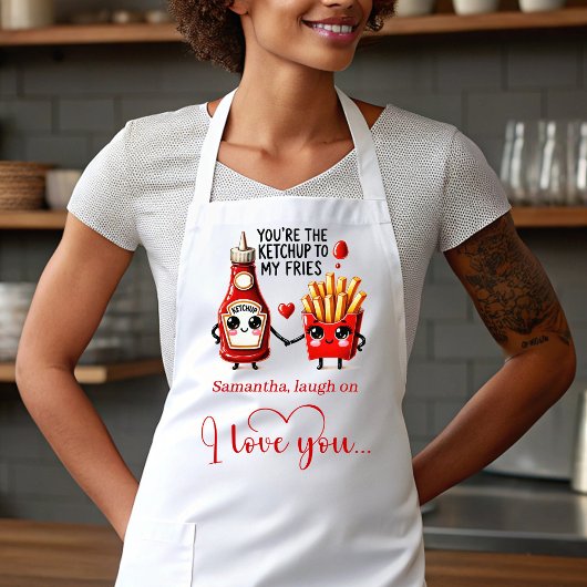 Custom Name Love Apron Funny Cartoon Food Art エプロン