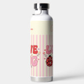 Custom Name Love Bug Valentine's Day Ladybug Pink ウォーターボトル (右面)