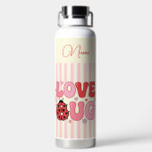 Custom Name Love Bug Valentine's Day Ladybug Pink ウォーターボトル (背面)