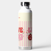 Custom Name Love Bug Valentine's Day Ladybug Pink ウォーターボトル (左面)