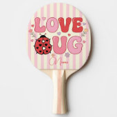 Custom Name Love Bug Valentine's Day Ladybug Pink 卓球ラケット (正面)