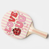 Custom Name Love Bug Valentine's Day Ladybug Pink 卓球ラケット (横)