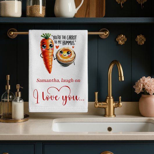 Custom Name Love Kitchen Towel Funny Food Art キッチンタオル
