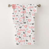 Custom Name Love Text Bath Towel Valentine Gift バスタオルセット (インサイチュ)