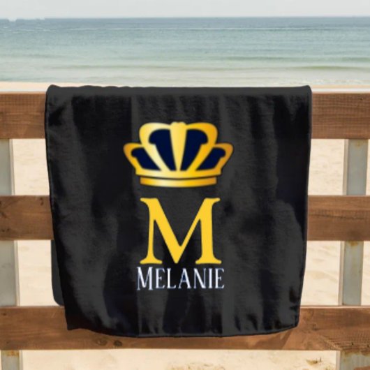 Custom Name Luxury Royal Elegant Monogran  ビーチタオル