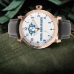 Custom name Luxury vintage blue Monogram  腕時計<br><div class="desc">Custom name Luxury vintage blue Monogram Watch</div>
