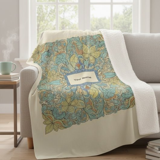 Custom Name Luxury Zentangle Sherpa Blanket シェルパブランケット