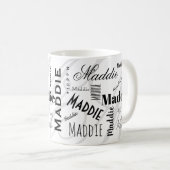 Custom Name Maddie Black White Coffee Mug コーヒーマグカップ (正面右)