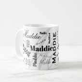 Custom Name Maddie Black White Coffee Mug コーヒーマグカップ (正面左)