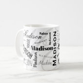 Custom Name Madison Black White Coffee Mug コーヒーマグカップ (正面左)