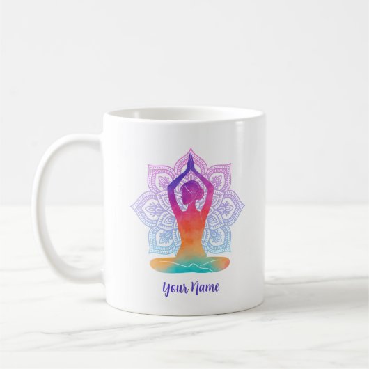 Custom Name Mandala Yoga Coffee Mug コーヒーマグカップ (左)