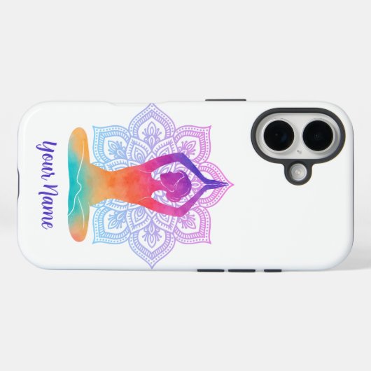 Custom Name Mandala Yoga iPhone Case Case-Mate iPhoneケース (裏面 (横))