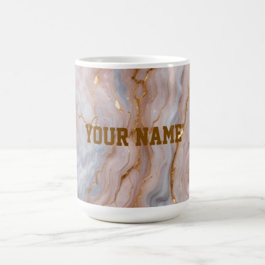 Custom Name Marble Mug | Personalized Gold Textmug コーヒーマグカップ (中央)