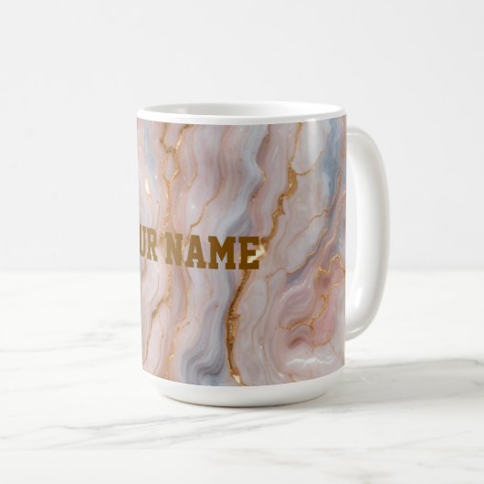 Custom Name Marble Mug | Personalized Gold Textmug コーヒーマグカップ (正面右)