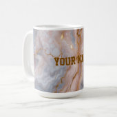 Custom Name Marble Mug | Personalized Gold Textmug コーヒーマグカップ (正面左)