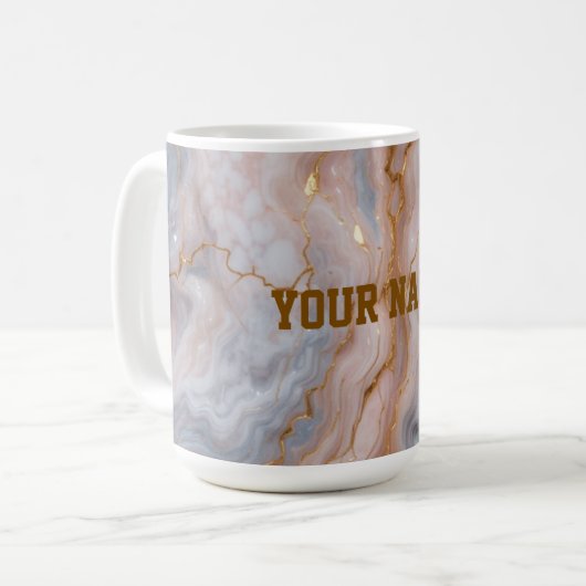 Custom Name Marble Mug | Personalized Gold Textmug コーヒーマグカップ (正面左)