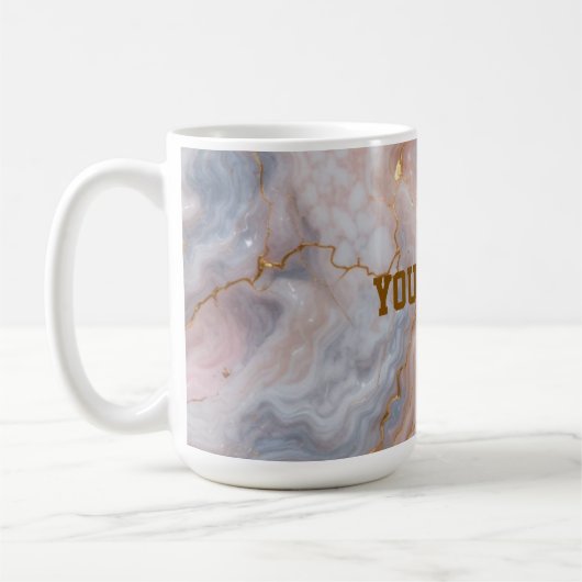 Custom Name Marble Mug | Personalized Gold Textmug コーヒーマグカップ (左)
