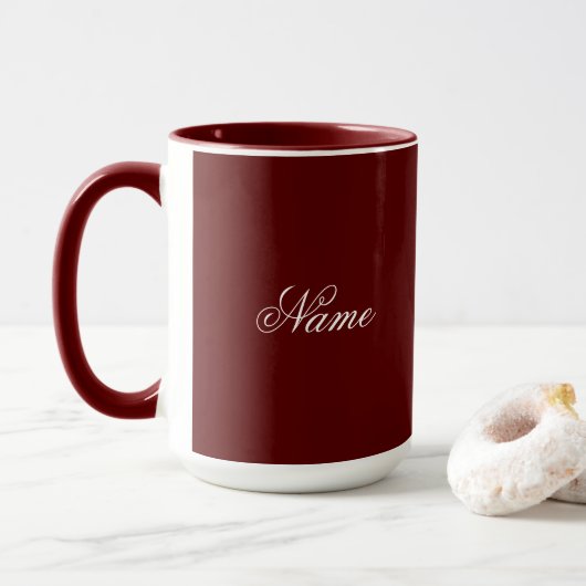 Custom Name Maroon Combo Mug Personalized マグカップ (ドーナツ付き)