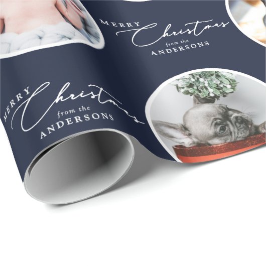 Custom Name Merry Christmas Script 28 Photo ラッピングペーパー (ロールコーナー)