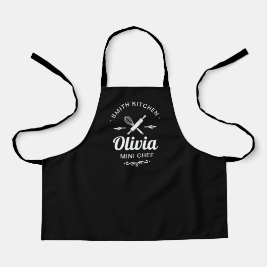 Custom Name Mini Chef Kids Apron with Kitchen Name エプロン (正面)