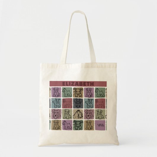 Custom Name Miniature Schnauzer Retro Art Gift トートバッグ (正面)