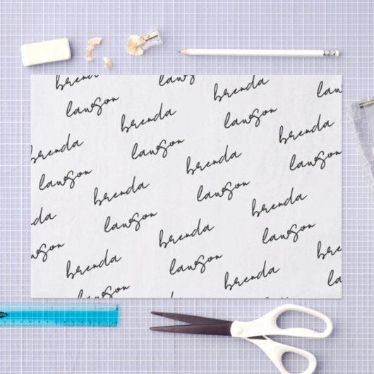 Custom Name Minimal Script Small Business Wrapping 薄葉紙 (クラフト)