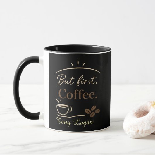 Custom Name Minimalist Coffee Mug Gift マグカップ (ドーナツ)