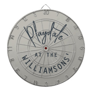 Custom Name Minimalist Gray Navy Blue Playdate  ダーツボード