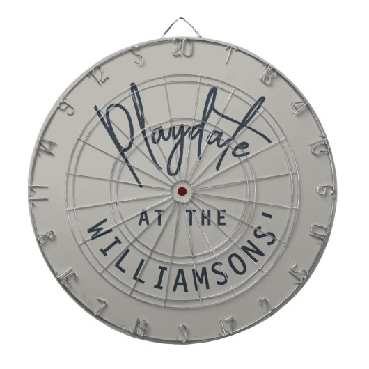 Custom Name Minimalist Gray Navy Blue Playdate  ダーツボード (正面)