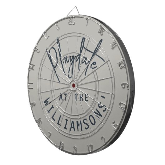 Custom Name Minimalist Gray Navy Blue Playdate ダーツボード (正面右)