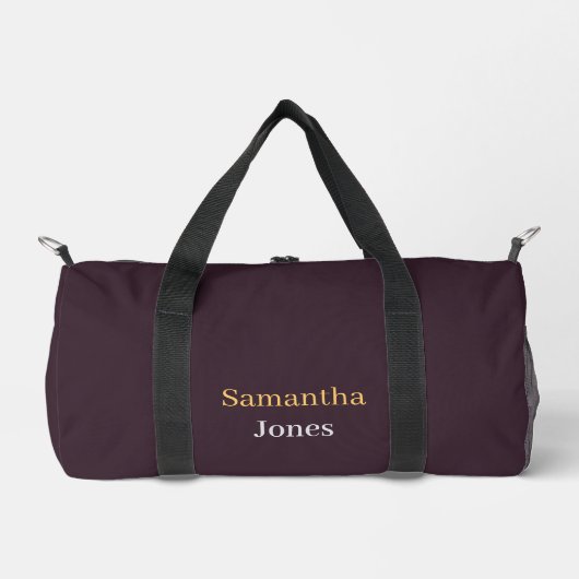 Custom name minimalist modern burgundy ダッフルバッグ (正面)