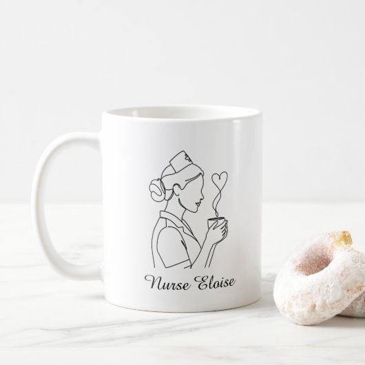 Custom Name Minimalist Nurse Coffee Mug コーヒーマグカップ (ドーナツ)