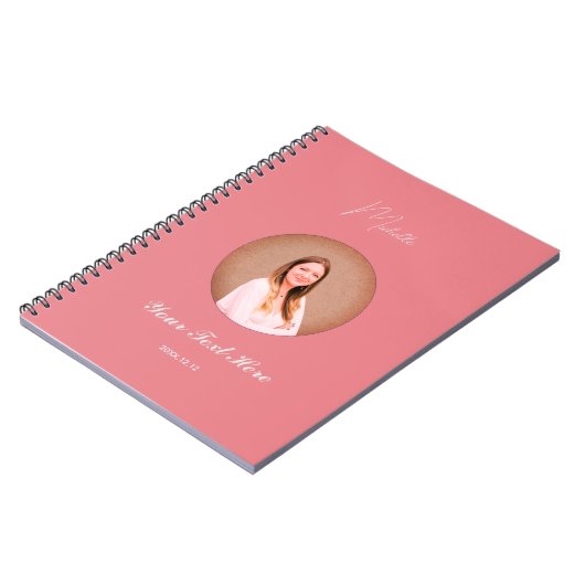 Custom Name Minimalist Spiral Photo Notebook ノートブック (左側)