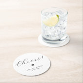 Custom name Minimalist Wedding Cheers  ラウンドペーパーコースター (インサイチュ)