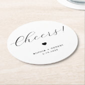 Custom name Minimalist Wedding Cheers  ラウンドペーパーコースター (アングル)