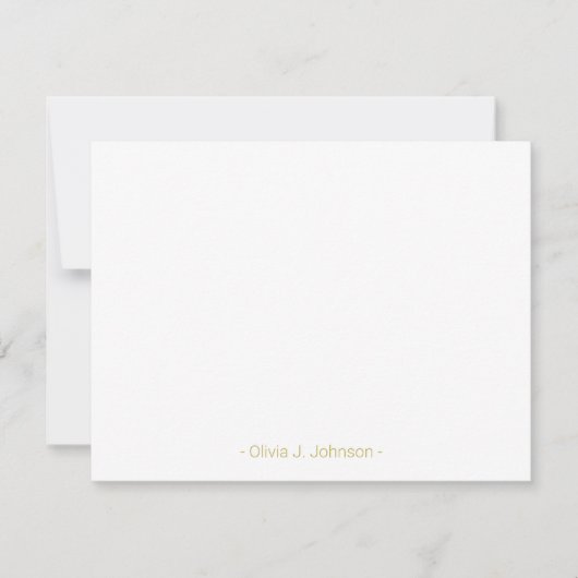 Custom Name Minimalist White Flat Note Card ノートカード (正面)