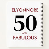 Custom Name Modern 50 And Fabulous Cherry Wine  ノートブック (裏面)