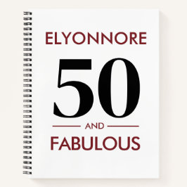 Custom Name Modern 50 And Fabulous Cherry Wine  ノートブック