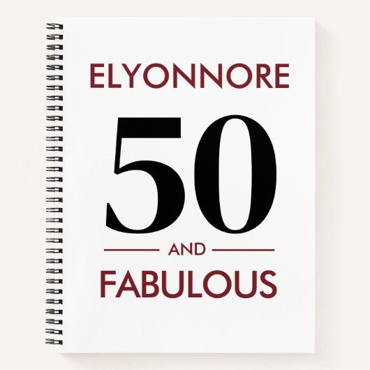 Custom Name Modern 50 And Fabulous Cherry Wine  ノートブック (正面)