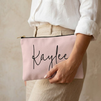 Custom name modern script pouch gift for her mom アクセサリーポーチ