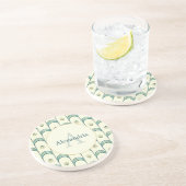 Custom Name & Monogram Art Deco Teal & Gold コースター (側面)