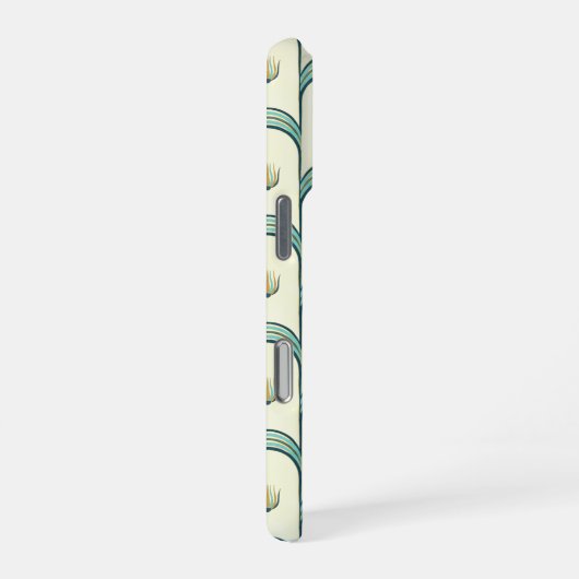 Custom Name & Monogram Art Deco Teal & Gold iPhoneケース (右側面)