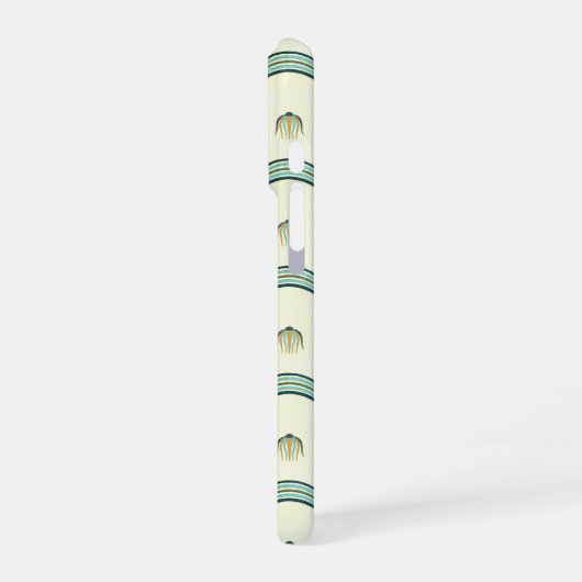 Custom Name & Monogram Art Deco Teal & Gold iPhoneケース (左側面)