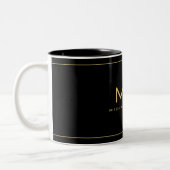 Custom Name Monogram Elegant Black And Gold ツートーンマグカップ (左)