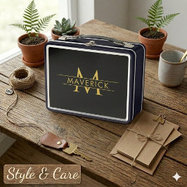 Custom Name Monogram Elegant Decorative メタルランチボックス