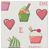 Custom Name & Monogram Ice Cream Fabric by Yard ファブリック (クローズアップ)