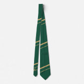 Custom Name Monogram Initial Green and Gold Stripe ネクタイ (裏面)
