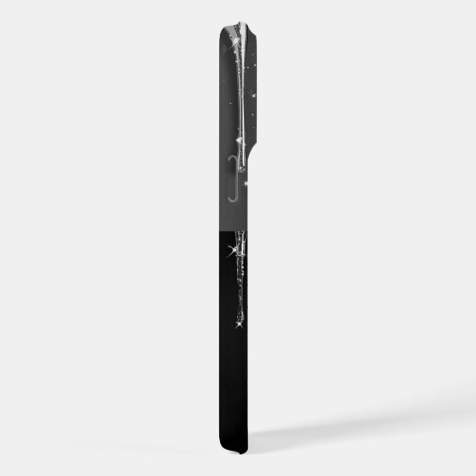 Custom name Monogram Silver Glitter Drips iPhoneケース (右側面)